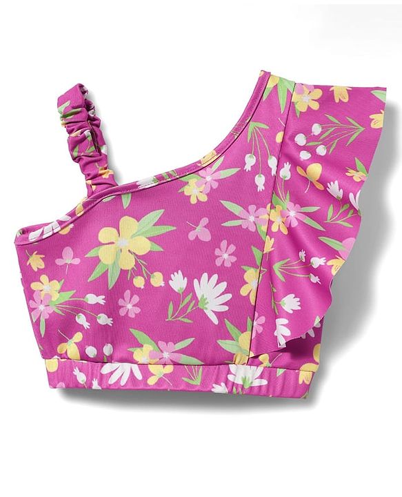 Babyhug Sleeveless Water Repellent Two Piece Swimsuit with Floral Print - Pink