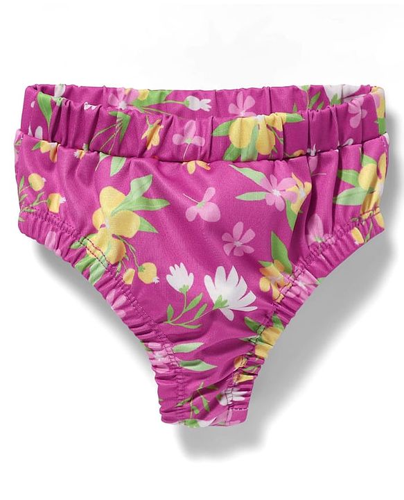 Babyhug Sleeveless Water Repellent Two Piece Swimsuit with Floral Print - Pink