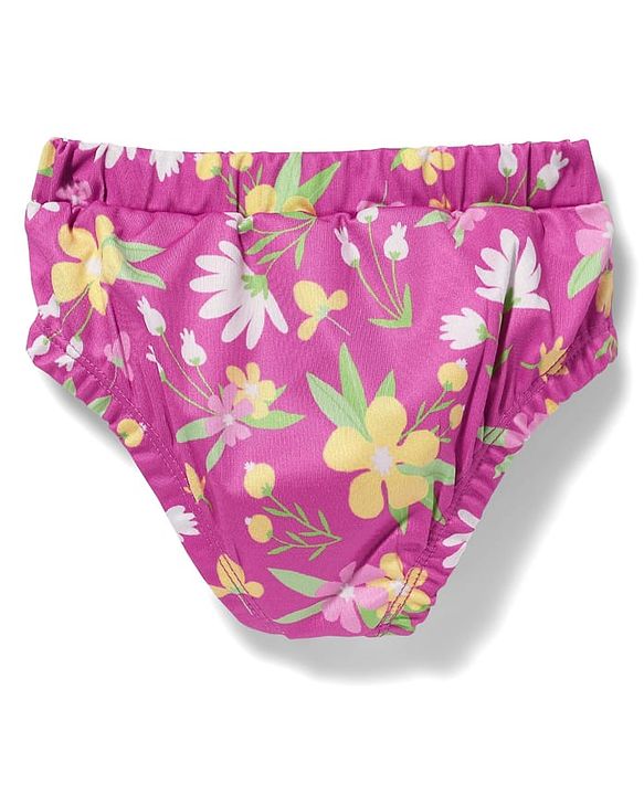 Babyhug Sleeveless Water Repellent Two Piece Swimsuit with Floral Print - Pink