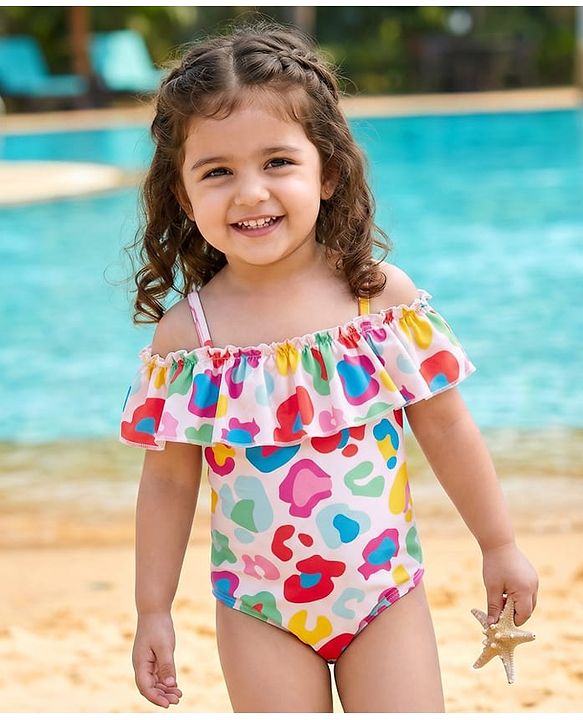 Babyhug Water Repellant V Cut Swimsuit - Pink