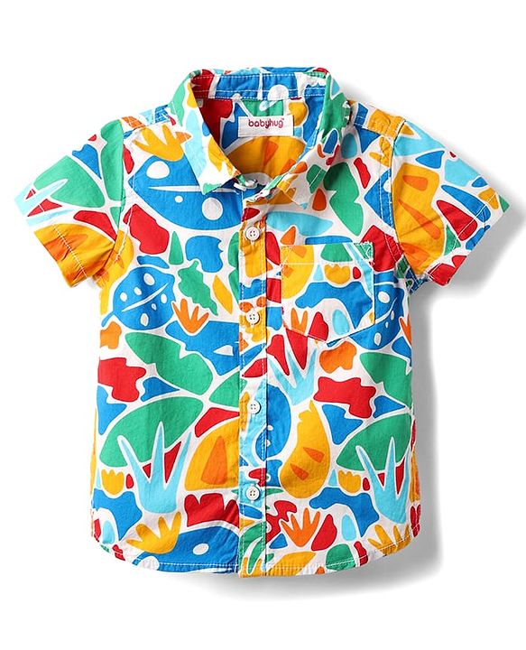Babyhug Cotton Woven Half Sleeves Shirt With Abstract Print - Multicolour