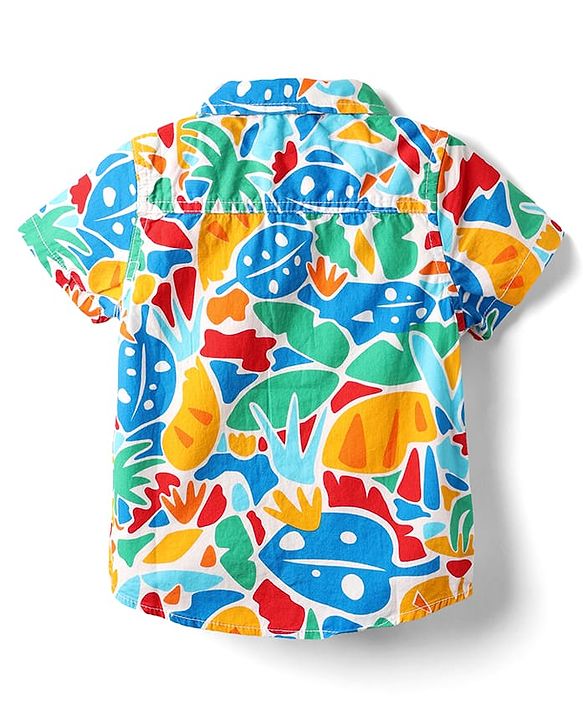 Babyhug Cotton Woven Half Sleeves Shirt With Abstract Print - Multicolour