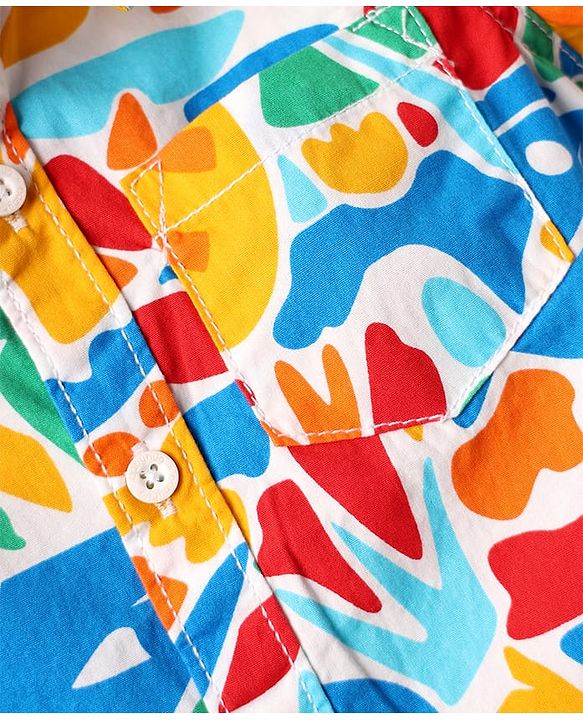 Babyhug Cotton Woven Half Sleeves Shirt With Abstract Print - Multicolour