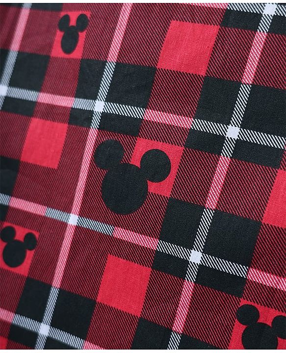 Pine Kids Disney Cotton Woven Half Sleeves Shirt with Mickey Mouse Print - Red