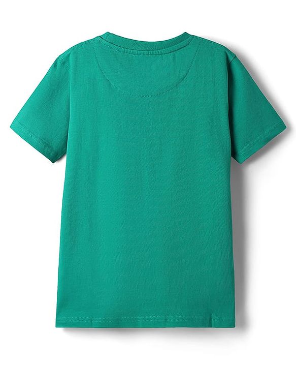 Pine Kids Cotton Knit Half Sleeves T-Shirt With Lets Go Ride Text Print - Mint