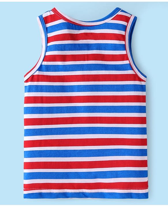 Babyhug 100% Cotton Knit Sleeveless Sando Vests With Boat Print Pack of 3 - Red Blue & White