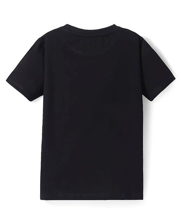 Pine Kids Cotton Knit Half Sleeves T-Shirt with Beach Theme Print - Black
