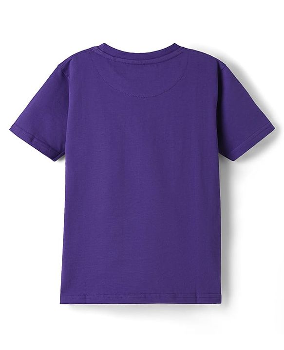 Pine Kids Cotton Knit Half Sleeves T-Shirt With Tokyo Text Print - Purple