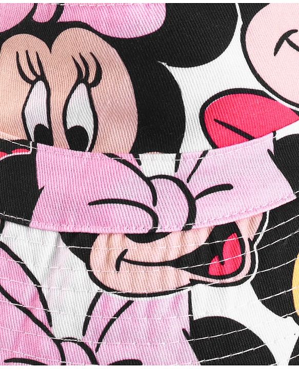 Babyhug Disney Cotton Woven Summer Caps with Minnie Mouse Print Multicolor - Diameter 16 cm