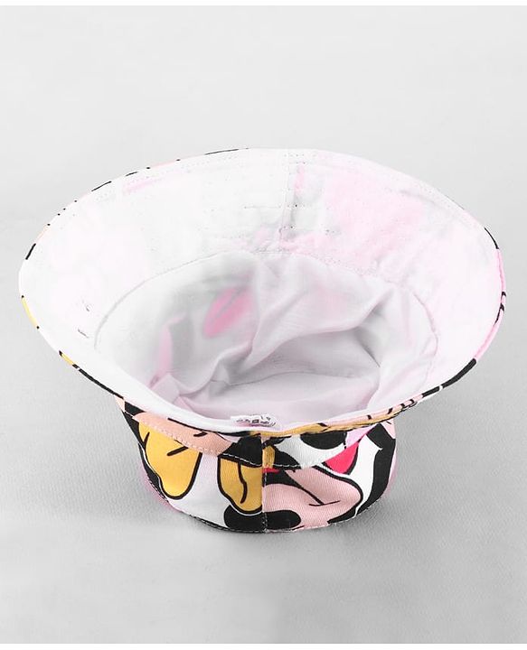 Babyhug Disney Cotton Woven Summer Caps with Minnie Mouse Print Multicolor - Diameter 16 cm