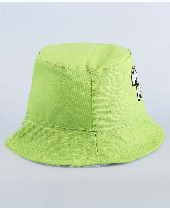 Babyhug Disney Cotton Woven Summer Cap with Mickey Mouse Graphics Light Green - Diameter 17 cm