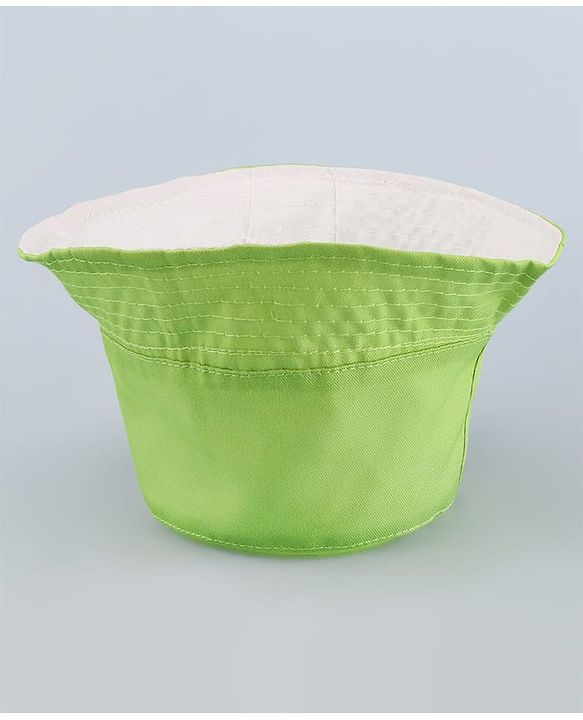 Babyhug Disney Cotton Woven Summer Cap with Mickey Mouse Graphics Light Green - Diameter 17 cm