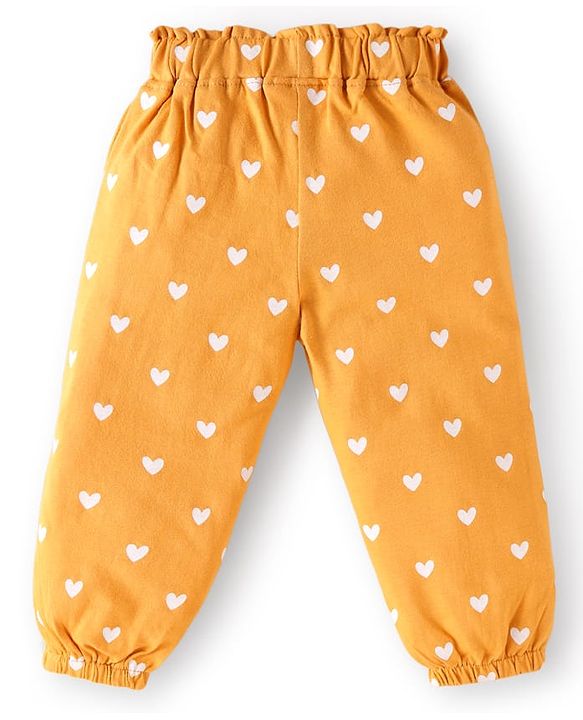 Babyhug Terry Knit Full Length Lounge Pants with Hearts Print & Bow Applique Pack of 3 - Red Yellow & Blue