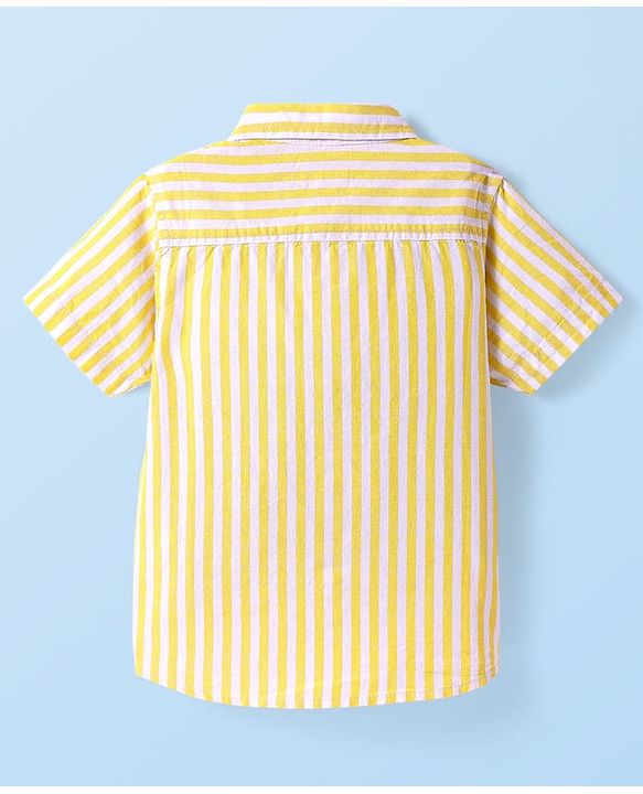 Babyhug Cotton Woven Half Sleeves Striped Shirt - Yellow