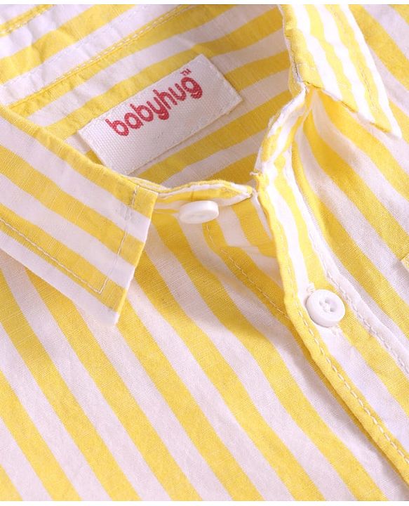 Babyhug Cotton Woven Half Sleeves Striped Shirt - Yellow