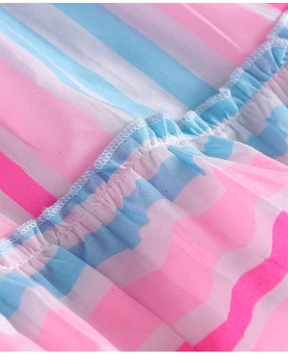 Babyhug Cotton Woven Sleeveless Striped Frock - Pink & Blue