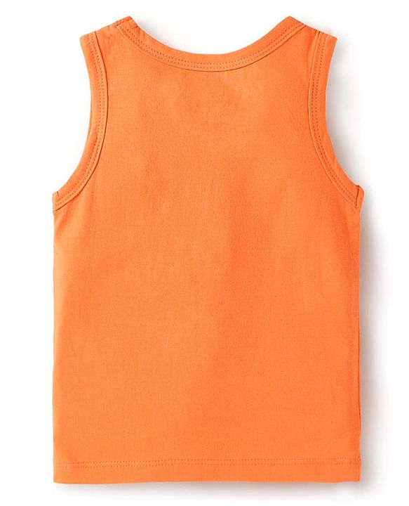 Babyhug 100% Cotton Single Jersey Knit Antibacterial Sleeveless Sandos With Animal Print Pack Of 3 - Orange Blue & Navy Blue