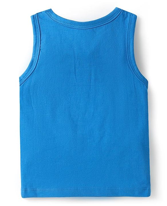 Babyhug 100% Cotton Single Jersey Knit Antibacterial Sleeveless Sandos With Animal Print Pack Of 3 - Orange Blue & Navy Blue
