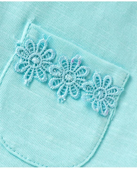 Babyhug Cotton Knit Half Sleeves T-shirts With Floral Lace Detailing Pack Of 3 - Light Blue & Dark Pink
