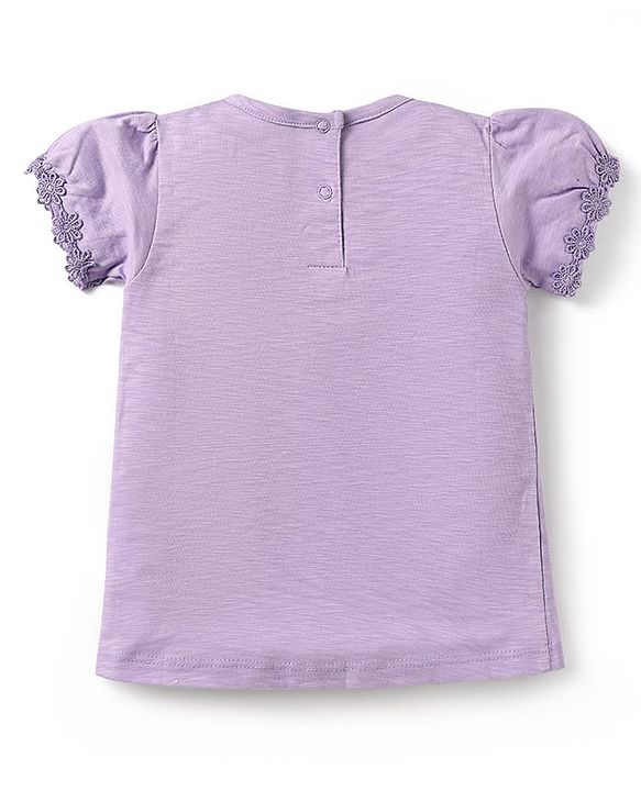 Babyhug Cotton Knit Half Sleeves T-Shirts with Floral Embroidery Pack of 3 - Pink Lilac & Limegreen