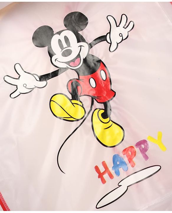 Babyhug Full Sleeves Below Knee Length Raincoat With Mickey Mouse Print - White
