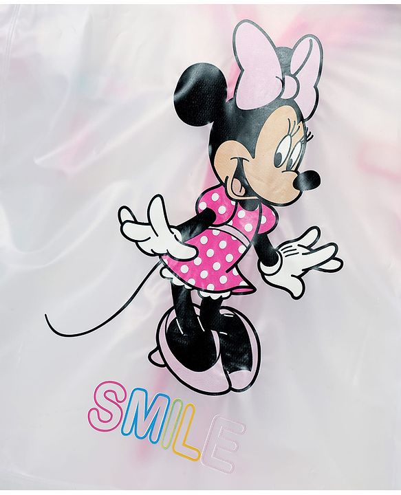 Babyhug Full Sleeves Below Knee Length Raincoat With Minnie Smile Print - White