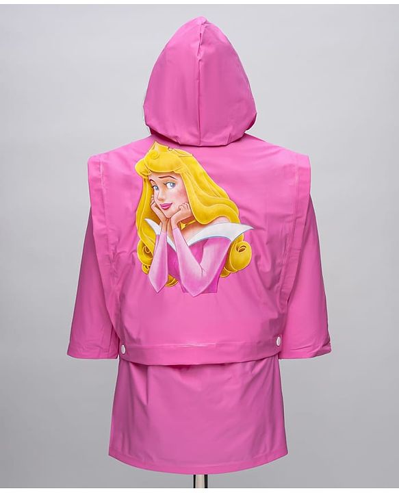 Babyhug Full Sleeves Below Knee Length Raincoat With Sleeping Beauty Print - Pink