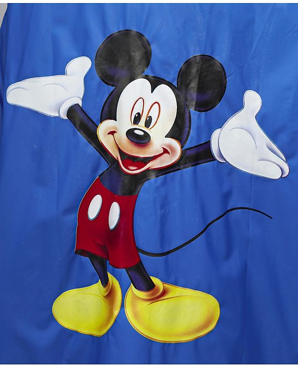 Babyhug Full Sleeves Below Knee Length Raincoat With Mickey Cool Print - Royal Blue
