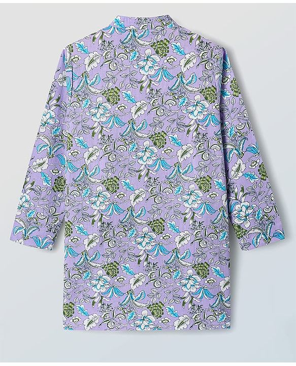 Pine Kids Cotton Woven Full Sleeves Kurta & Pyjama With Floral Print - Lilac