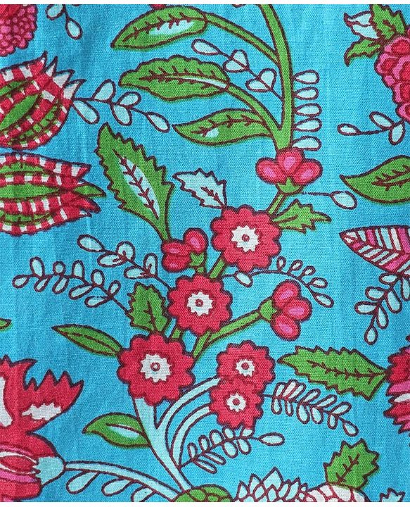 Pine Kids Cotton Woven Full Sleeves Kurta & Pyjama With Floral Print - Light Blue