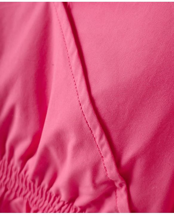 Pine Kids Poplin Woven Full Sleeves Solid Top & Lounge Pant Set - Dark Pink