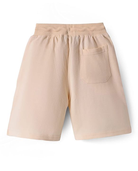 Pine Kids Looper Knit Knee Length Shorts with Text Print - Beige