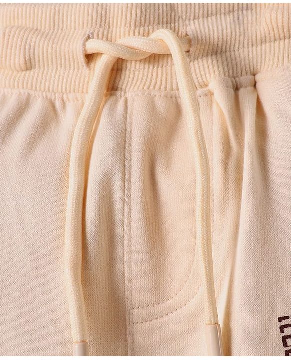 Pine Kids Looper Knit Knee Length Shorts with Text Print - Beige
