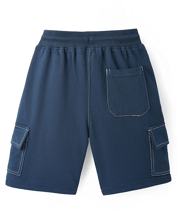 Pine Kids Looper Knit Knee Length Solid Shorts - Blue