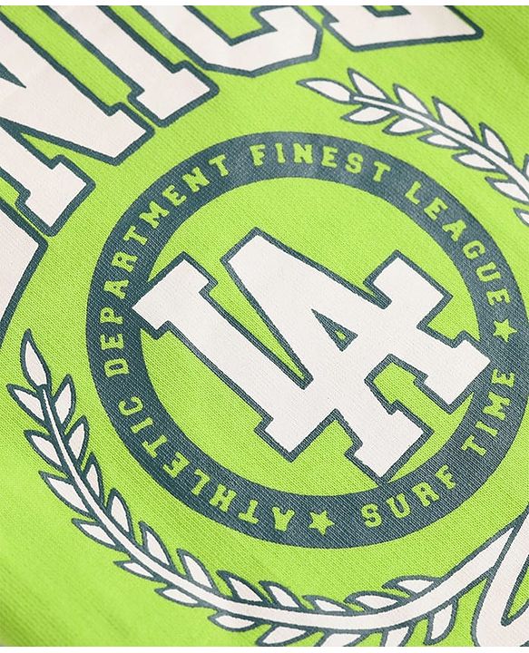 Pine Kids Looper Knit Above Knee Length Shorts With Text Print - Limegreen