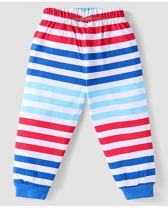 Babyhug Disney Single Jersey Knit Full Sleeves Night Suit With Winnie The Pooh Graphic - Blue Red & Light Blue