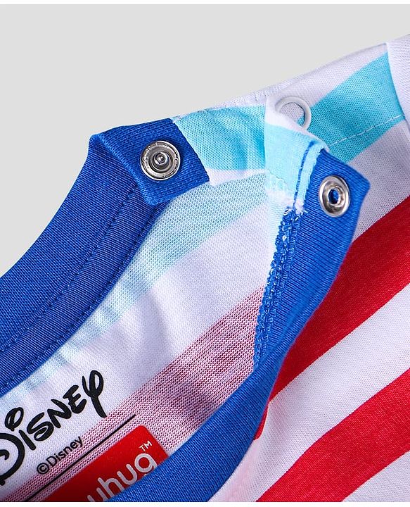 Babyhug Disney Single Jersey Knit Full Sleeves Night Suit With Winnie The Pooh Graphic - Blue Red & Light Blue
