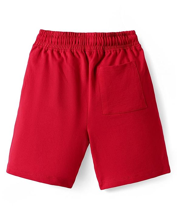 Pine Kids Looper Knit Above Knee Length Shorts with Football Print - Red