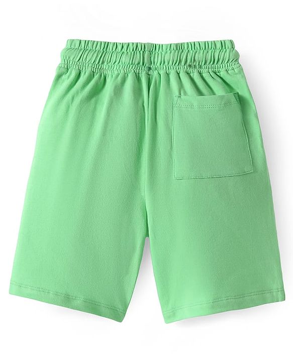 Pine Kids Looper Knit Above Knee Length Shorts with Boston Print - Light Green
