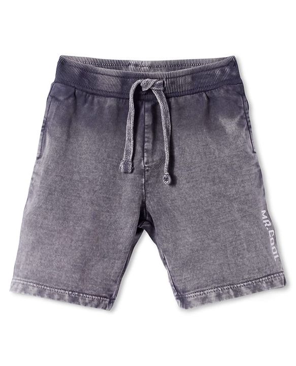 Babyhug Cotton Knit Mid Thigh Length Shorts with Text Print - Grey