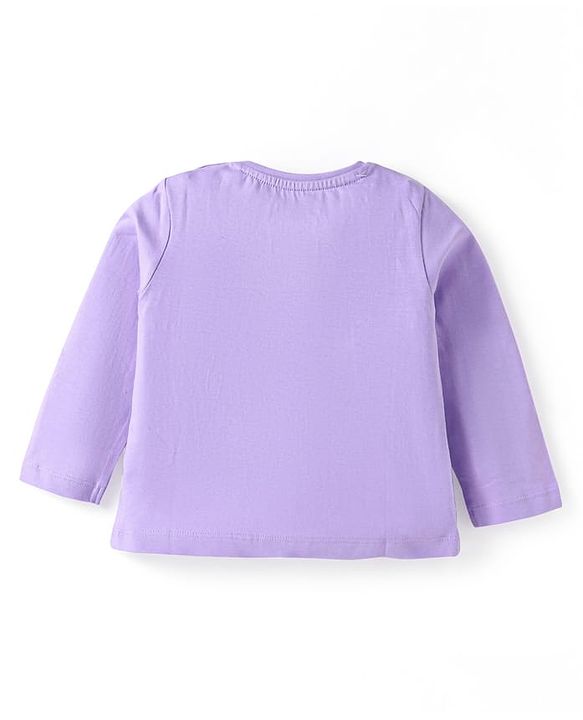 Babyhug Disney Single Jersey Knit Full Sleeves Night Suit With Frozen Elsa & Anna Graphic - Purple