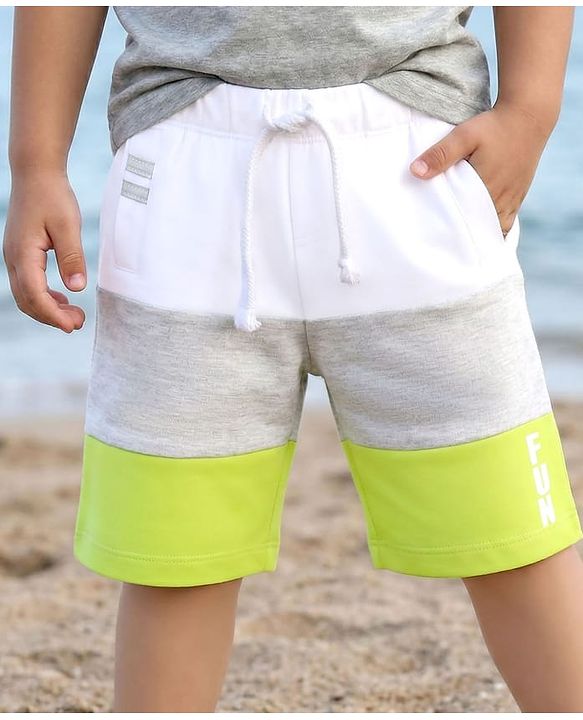 Babyhug Mid Thigh Denim Shorts With Stretch & Rainbow Embroidery - Light Blue