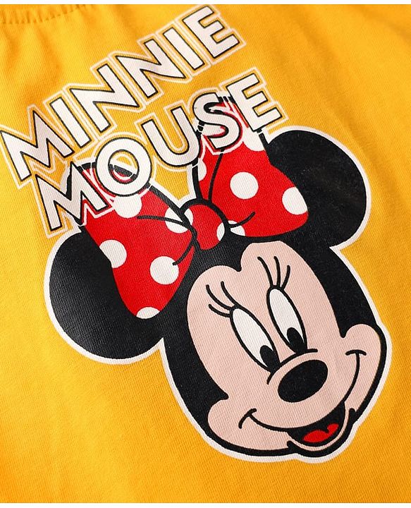 Babyhug Disney Single Jersey Knit  Sleeveless T-Shirt With Frock & Minnie & Friends Graphic & Frill Detailing - Pink