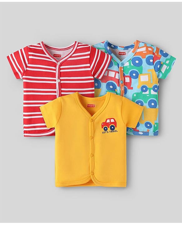 Babyhug 100% Cotton Woven Half Sleeves Checkered Shirt - Orange