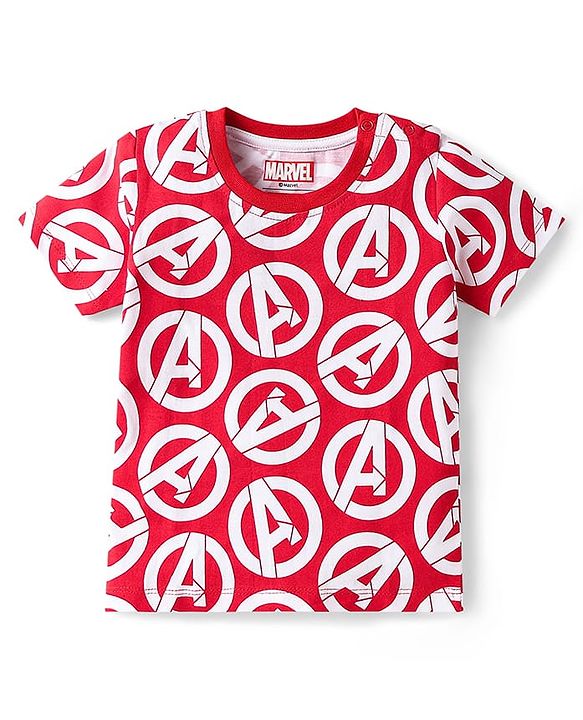 Babyhug Marvel Single Jersey Knit Half Sleeves  T-Shirts With Foil Print Avenger Graphics Pack Of 3 - Red Black & Yellow