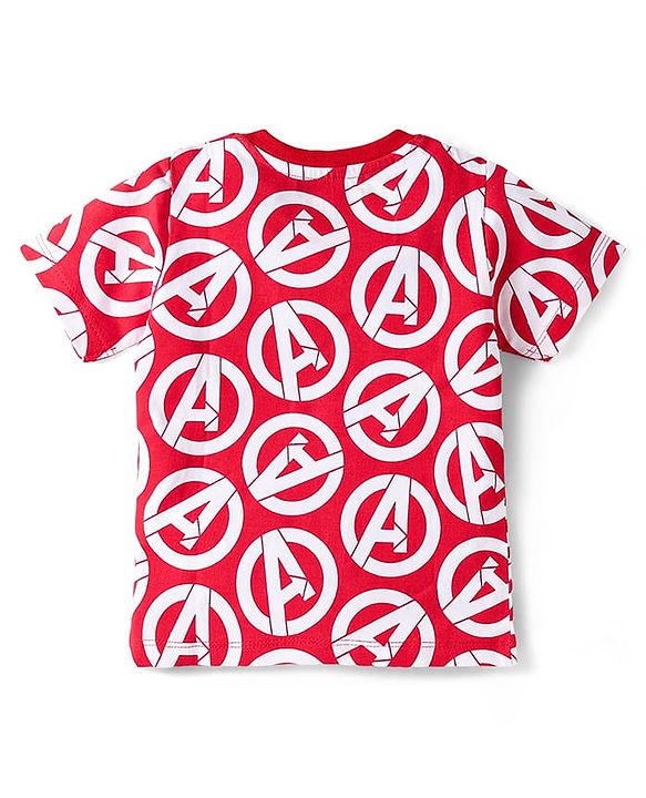 Babyhug Marvel Single Jersey Knit Half Sleeves  T-Shirts With Foil Print Avenger Graphics Pack Of 3 - Red Black & Yellow