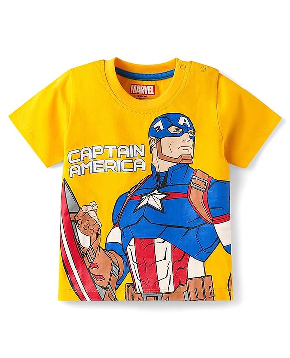 Babyhug Marvel Single Jersey Knit Half Sleeves  T-Shirts With Foil Print Avenger Graphics Pack Of 3 - Red Black & Yellow
