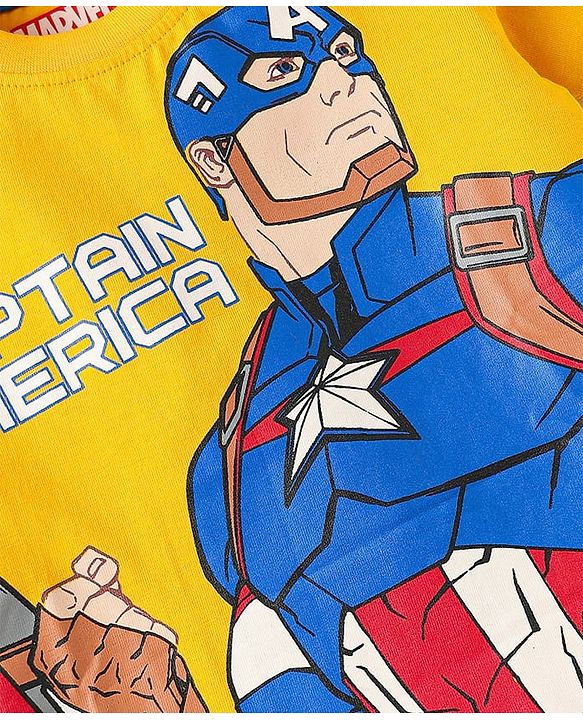 Babyhug Marvel Single Jersey Knit Half Sleeves  T-Shirts With Foil Print Avenger Graphics Pack Of 3 - Red Black & Yellow