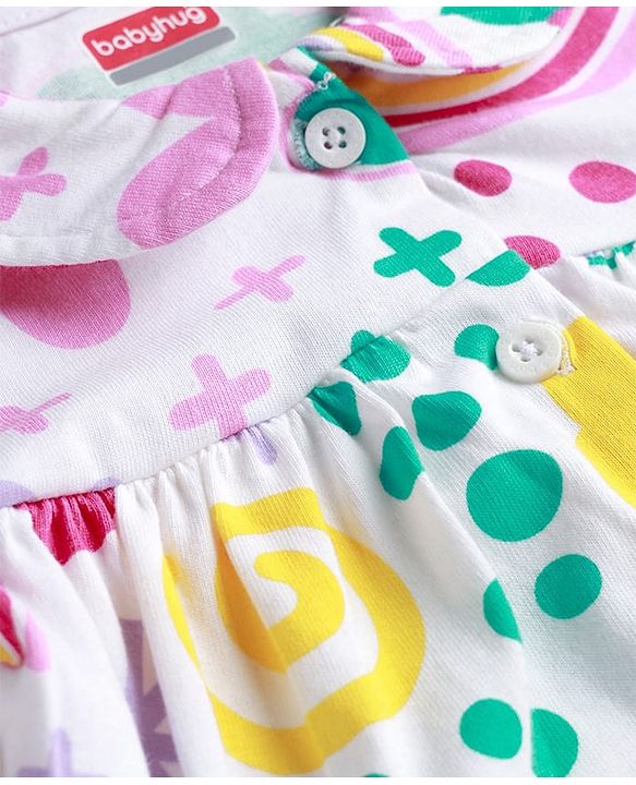 Babyhug Single Jersey Knit Full Sleeves Floral Print Night Suit - Multicolor