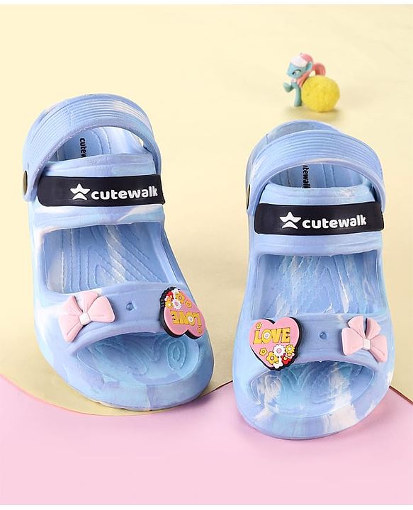 Cute Walk by Babyhug Clogs With Bow & Heart Applique - Blue